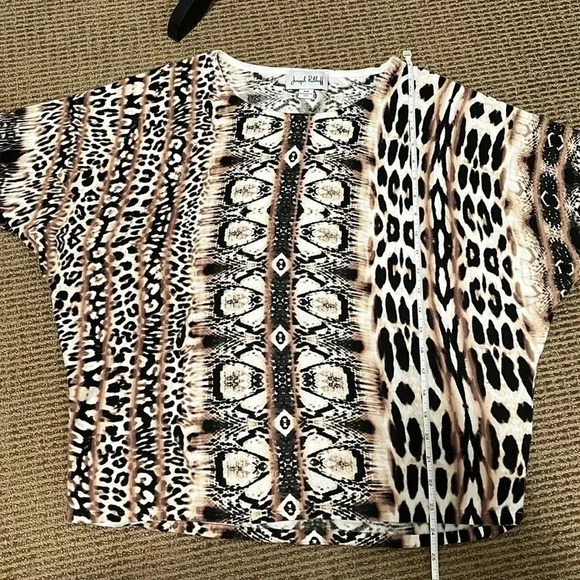 Joseph Ribkoff Knit Animal Print Dolman Sleeve Blouse - Picture 12 of 13